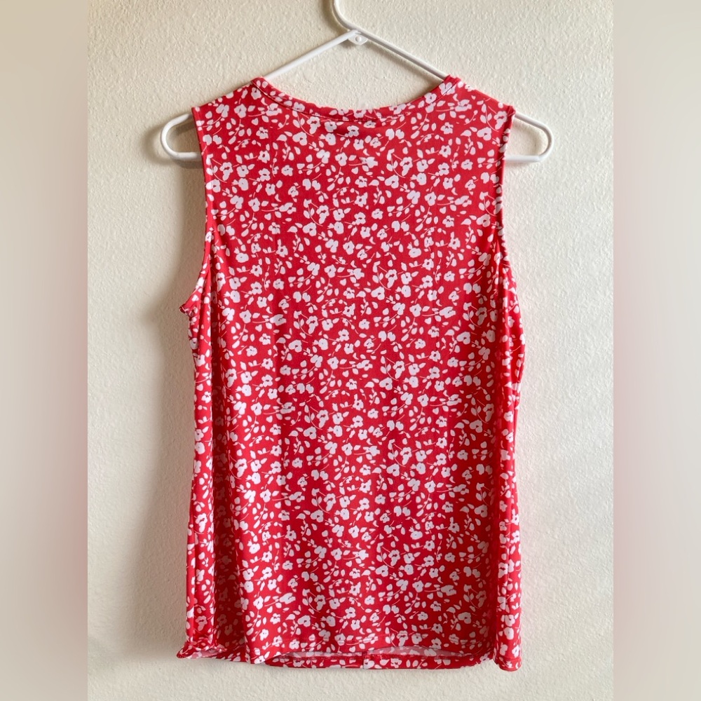 Liz Claiborne Coral Red and White Floral Blouse Size S - Picture 8 of 8